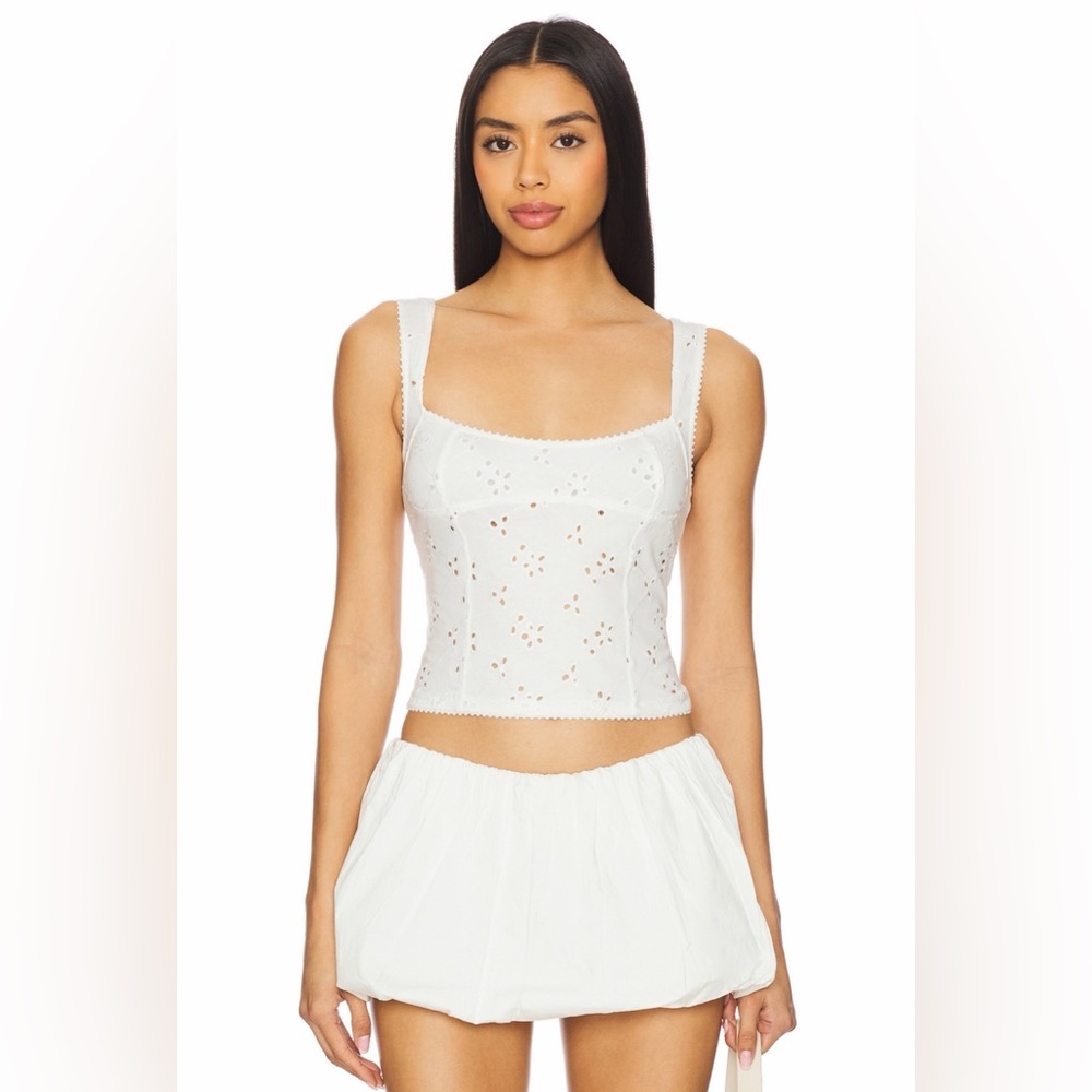 Free People Full Bloom Eyelet Knit Camisole Ivory Size Medium Brand new w/ tags